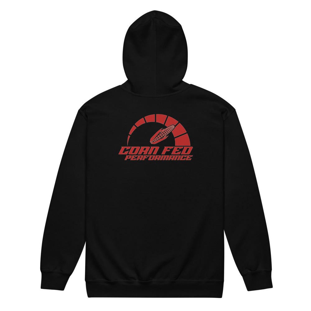 Corn Fed Performance Zipup Hoodie w Red decal