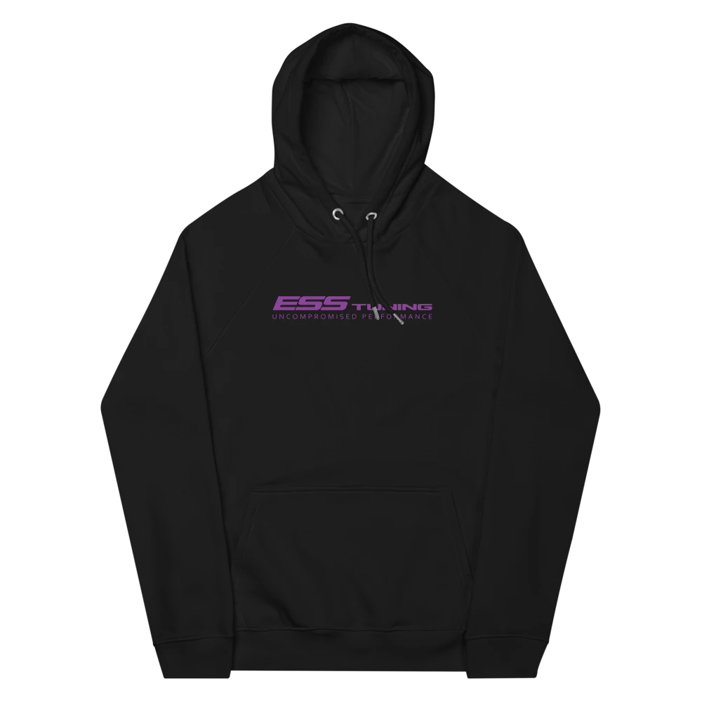 Men and Women's Black ESS Pullover Hoodie w Purple ESS