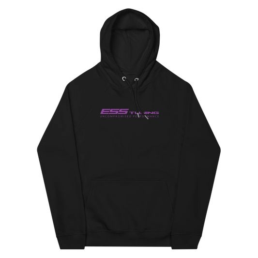 Men and Women's Black ESS Pullover Hoodie w Purple ESS