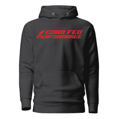 Corn Fed Pullover Black Hoodie w Red decal