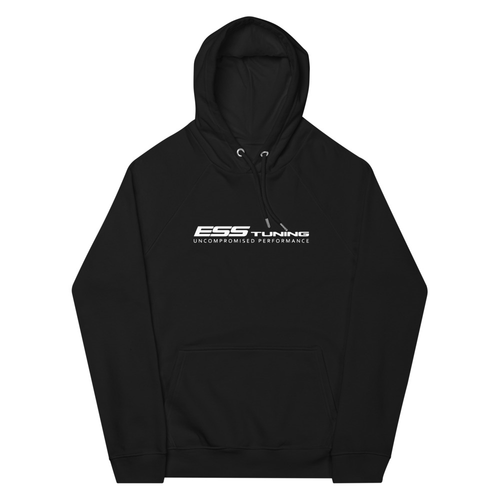 Men and Women's Black ESS Pullover Hoodie white decal