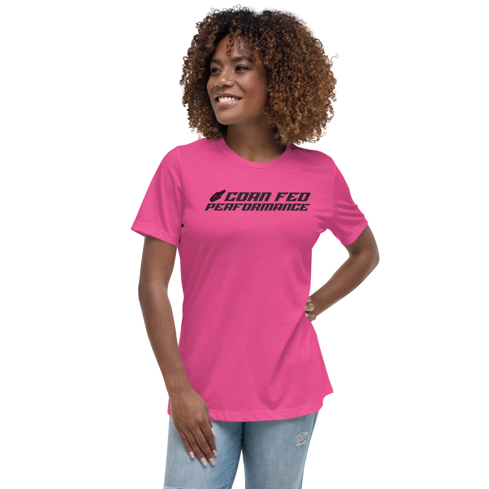 Women's pink shirt with black print