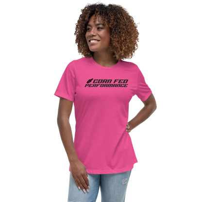 Women's pink shirt with black print