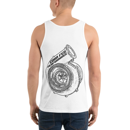 Men's WHITE Corn Fed Tank Top with black print