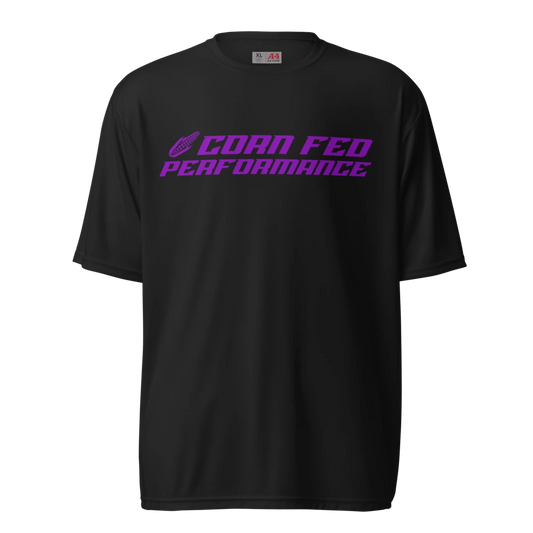 Black Corn Fed shirt with purple print