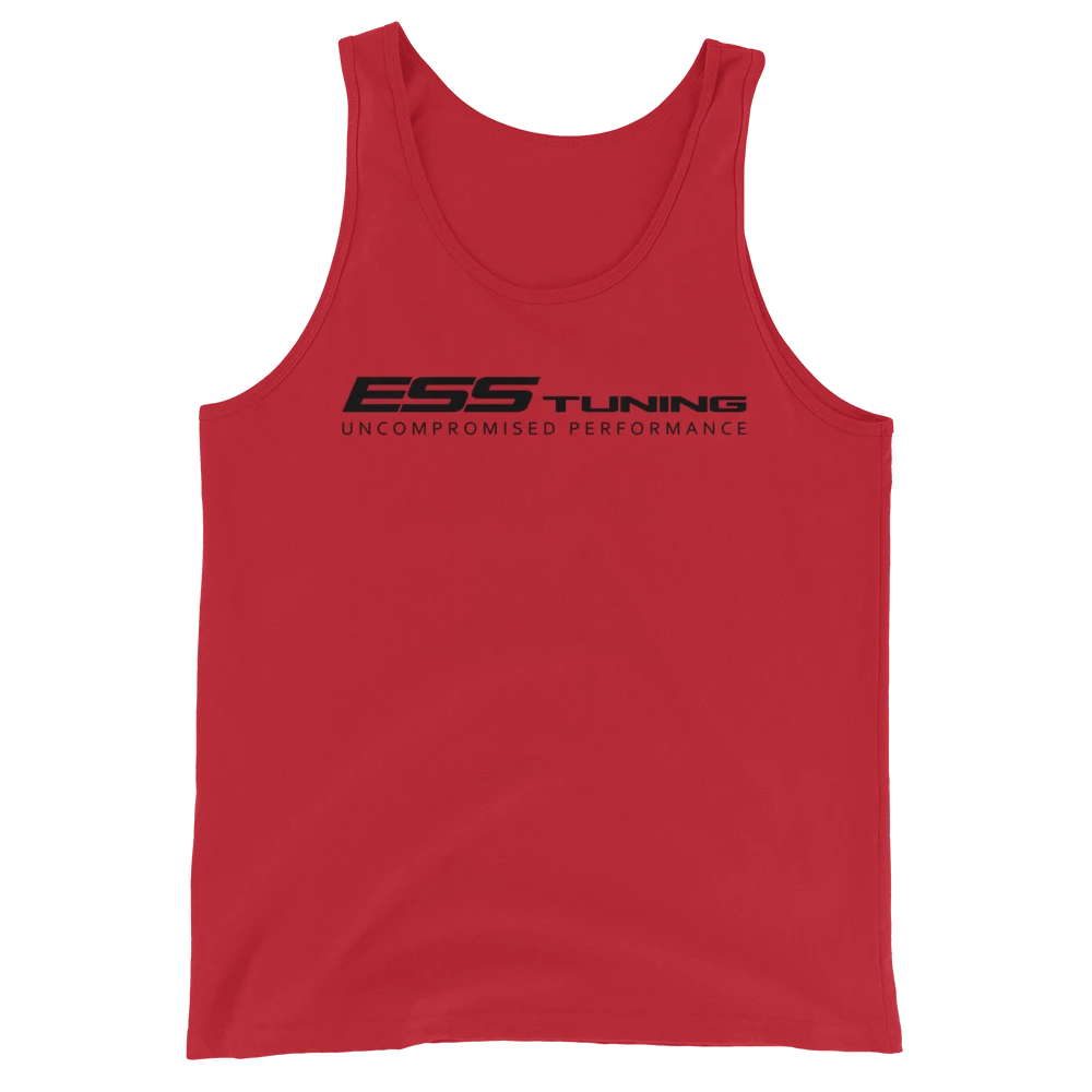 Men's RED ESS tank top with black print