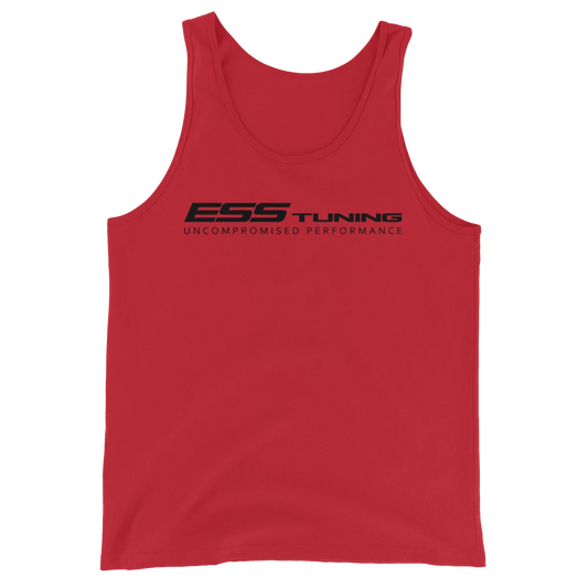 Men's RED ESS tank top with black print