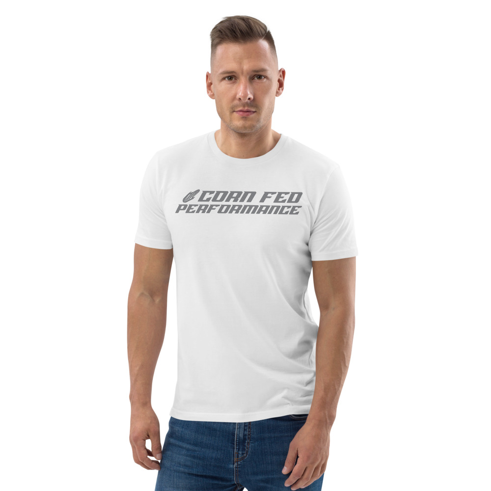 Men's short sleeve white Corn Fed Performance shirt